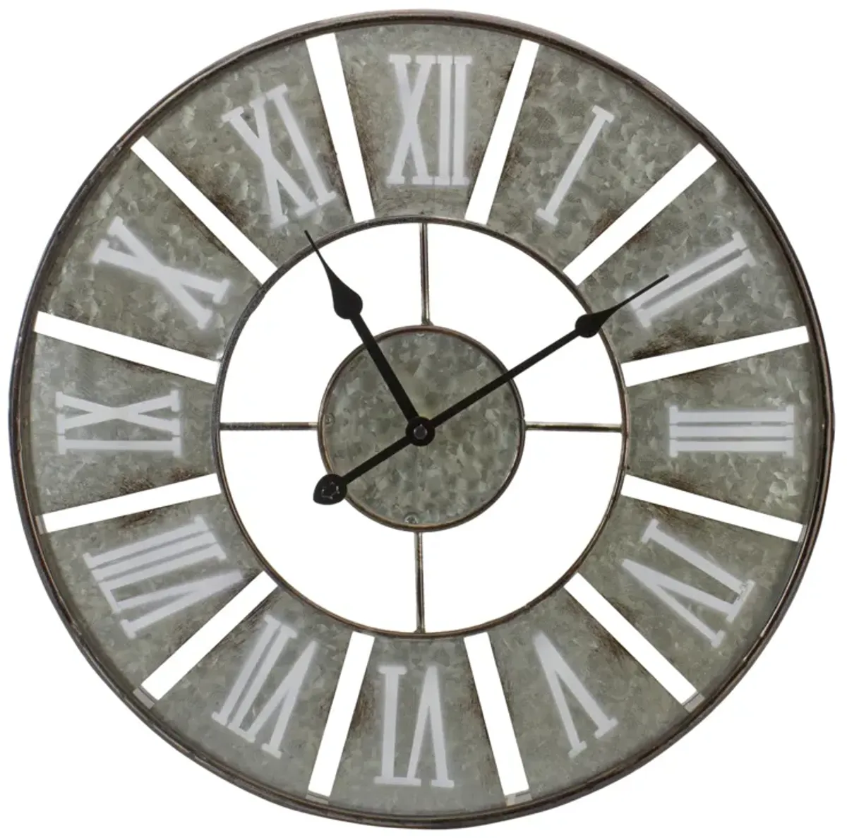 18" Round Galvanized Metal Roman Numeral Wall Clock