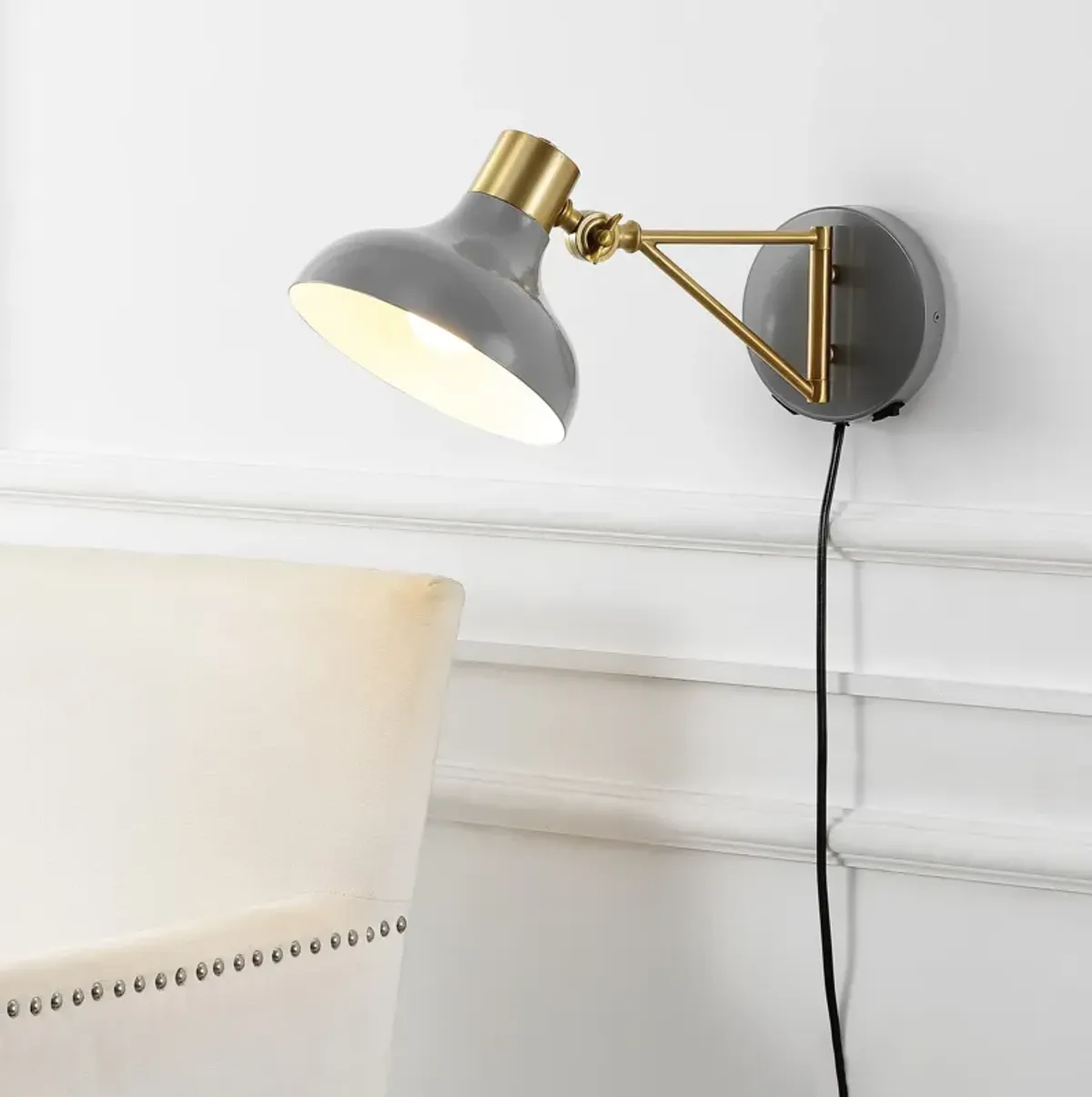 Lynn Swing Arm Modern Midcentury Iron USB Charging Port LED Sconce