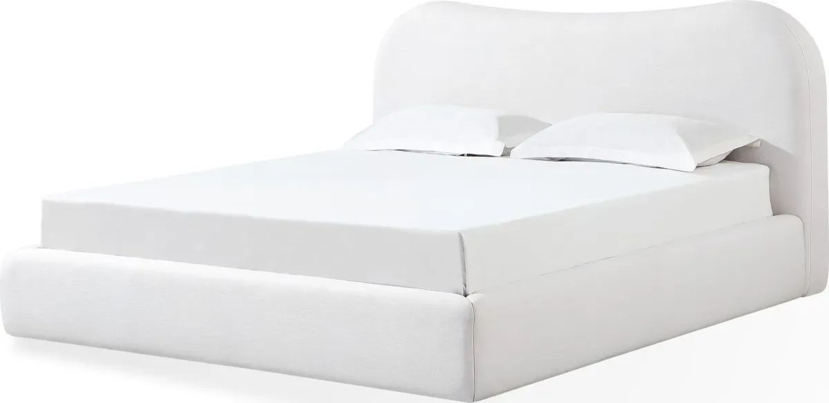 Elena Queen-size Upholstered Bed in Vanilla Linen