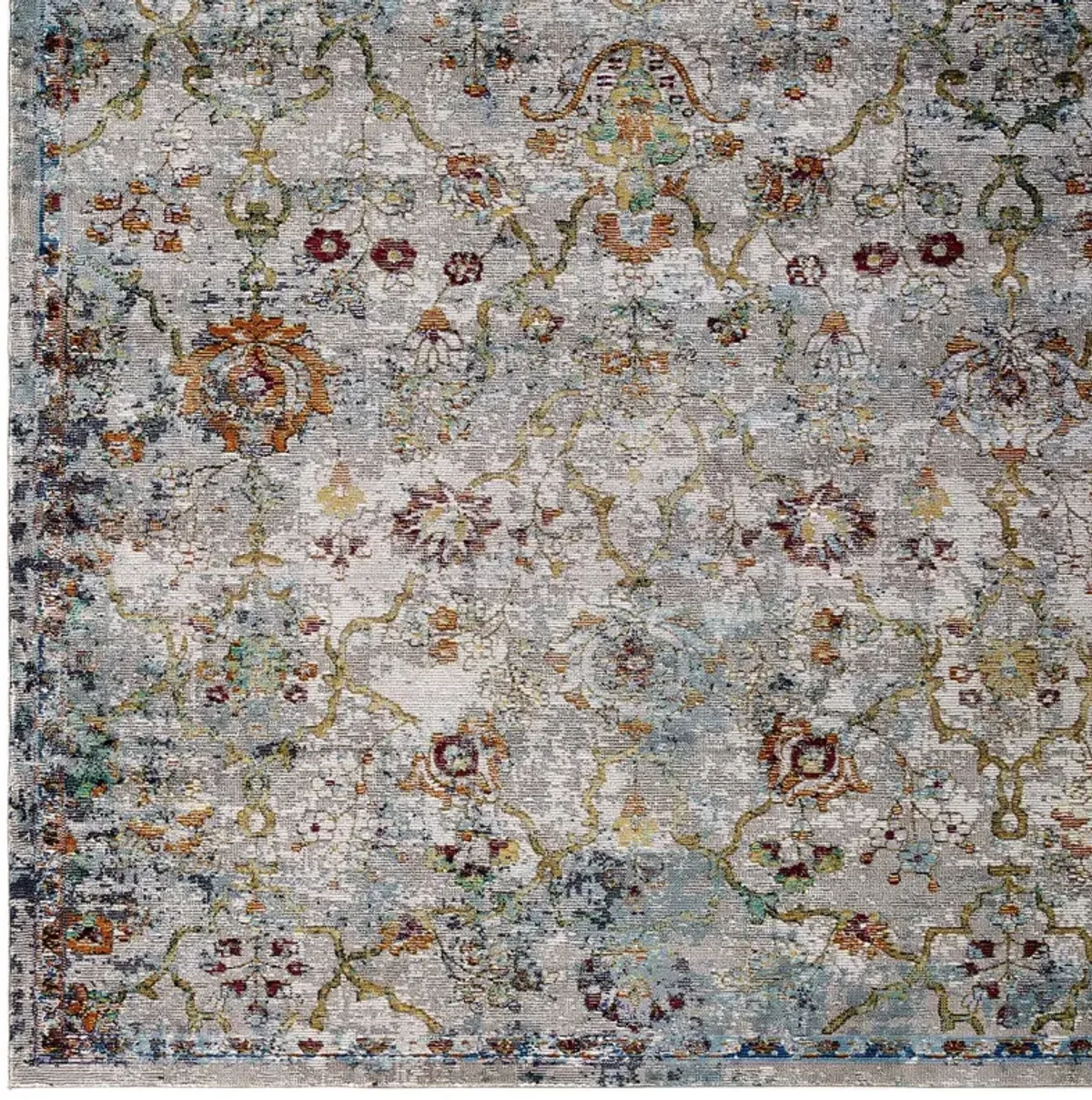 Success Manuka Distressed Vintage Floral Lattice 4x6 Area Rug - Multicolored