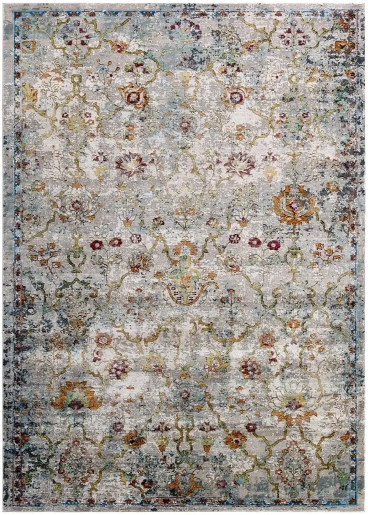 Success Manuka Distressed Vintage Floral Lattice 4x6 Area Rug - Multicolored