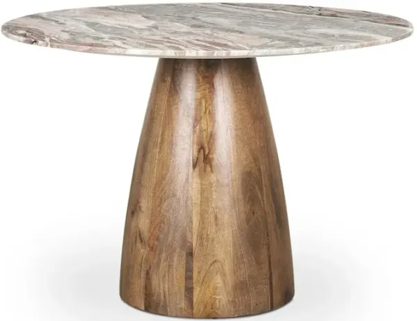 Mercana Furniture & Decor Round Medium Brown Pink Marble Pedestal Dining Table