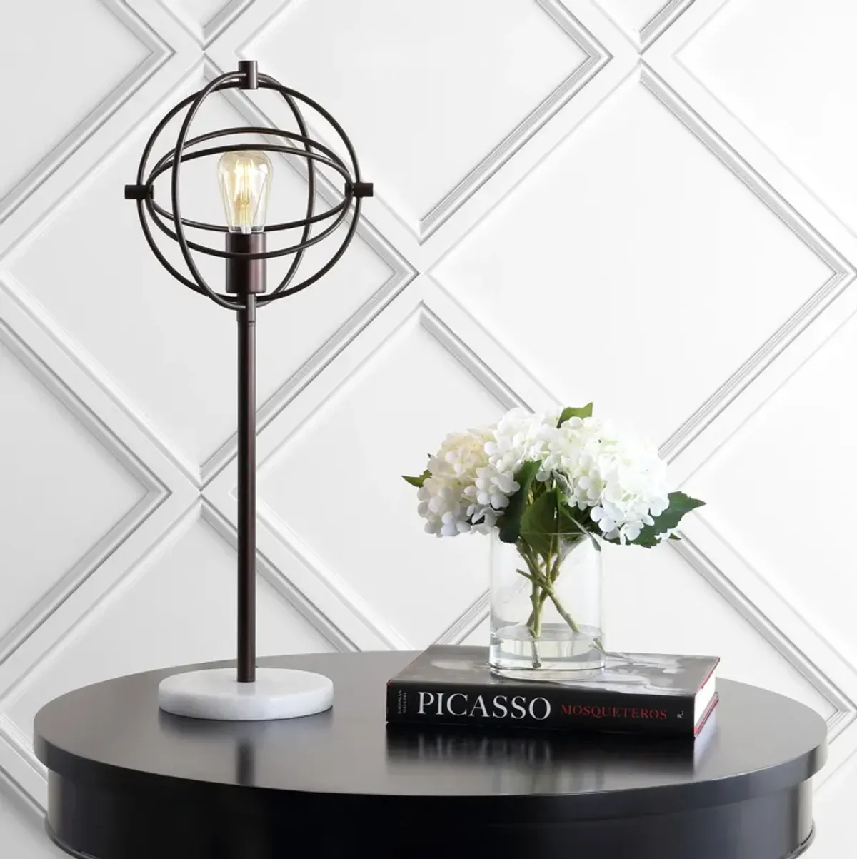 Atomic Edison Bulb Metal/Marble Modern LED Table Lamp