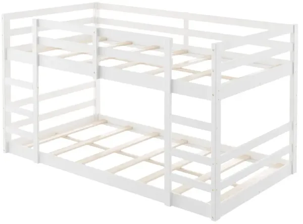 Dual Ladder Bunk Bed with Guardrails, Space-Saving Design for Kids or Guest Room