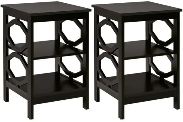 Hivvago 2 Pieces 3-Tier End Table with Stable Structure for Living Room