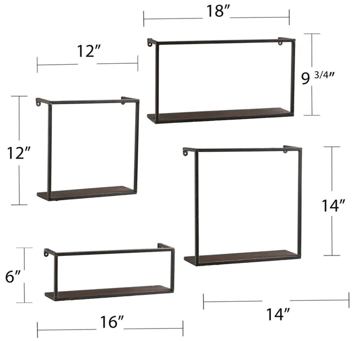 Holly & Martin Zyther Metal Wall Shelves (Set of 4)