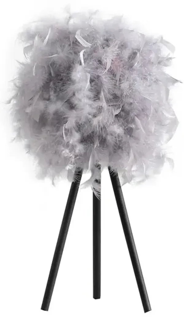 Hivvago 21" Soft Gray Feather Shade Modern Tripod Metal Table Lamp