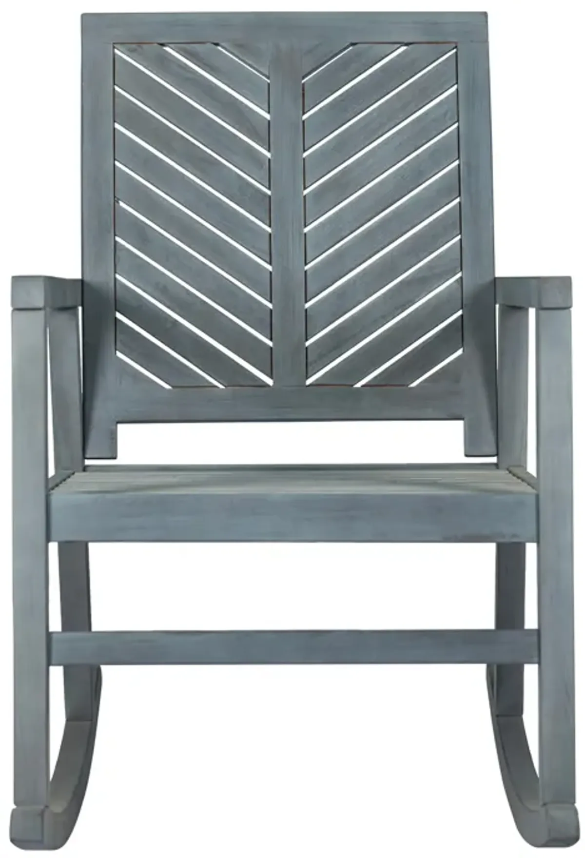 Ned Modern Chevron Back Acacia Wood Patio Outdoor Rocking Chair