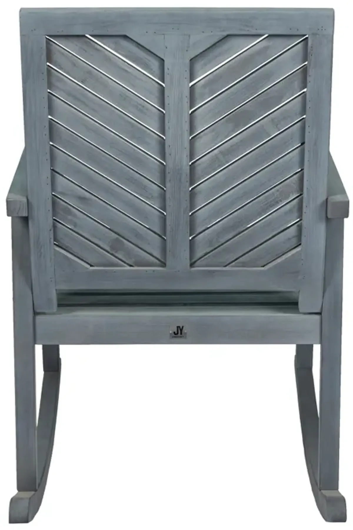 Ned Modern Chevron Back Acacia Wood Patio Outdoor Rocking Chair