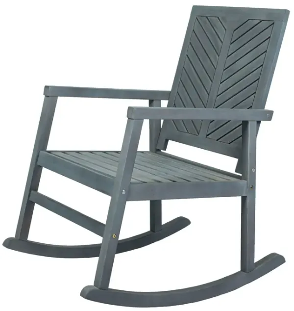 Ned Modern Chevron-Back 300-Lbs Support Acacia Wood Patio Outdoor Rocking Chair