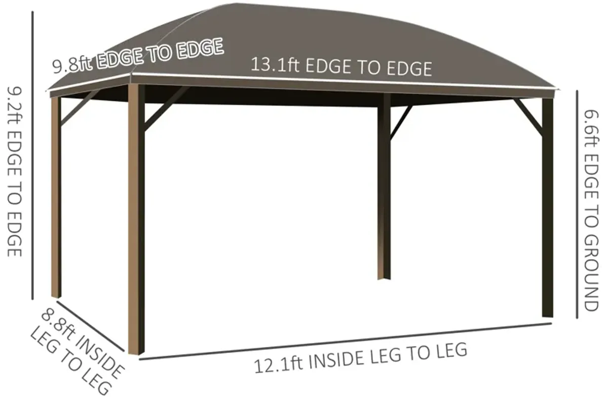 Brown Outdoor Pavilion: 10'x13' Hardtop Gazebo with Curtains & Netting