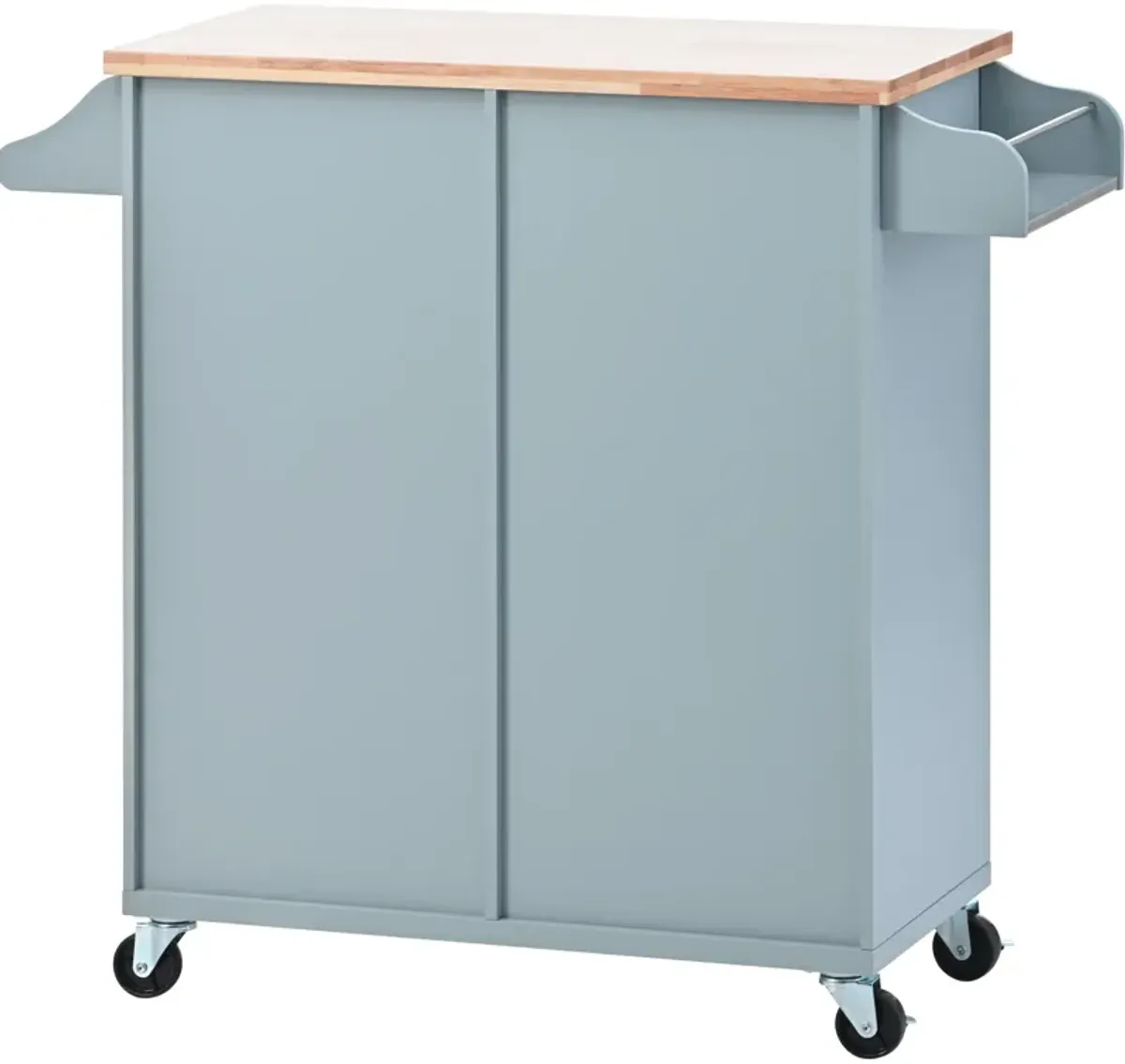 Merax Kitchen Island with Drop Leaf, LED Light Kitchen Cart on Wheels with 2 Fluted Glass Doors and 1 Flip Cabinet Door