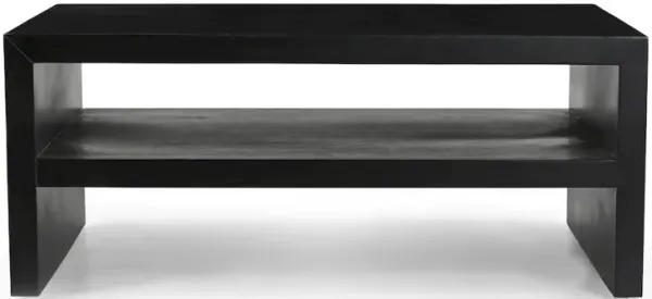 Jofran Dev Modern 44 Inch Mitered Angle Solid Wood Coffee Table with Storage Shelf