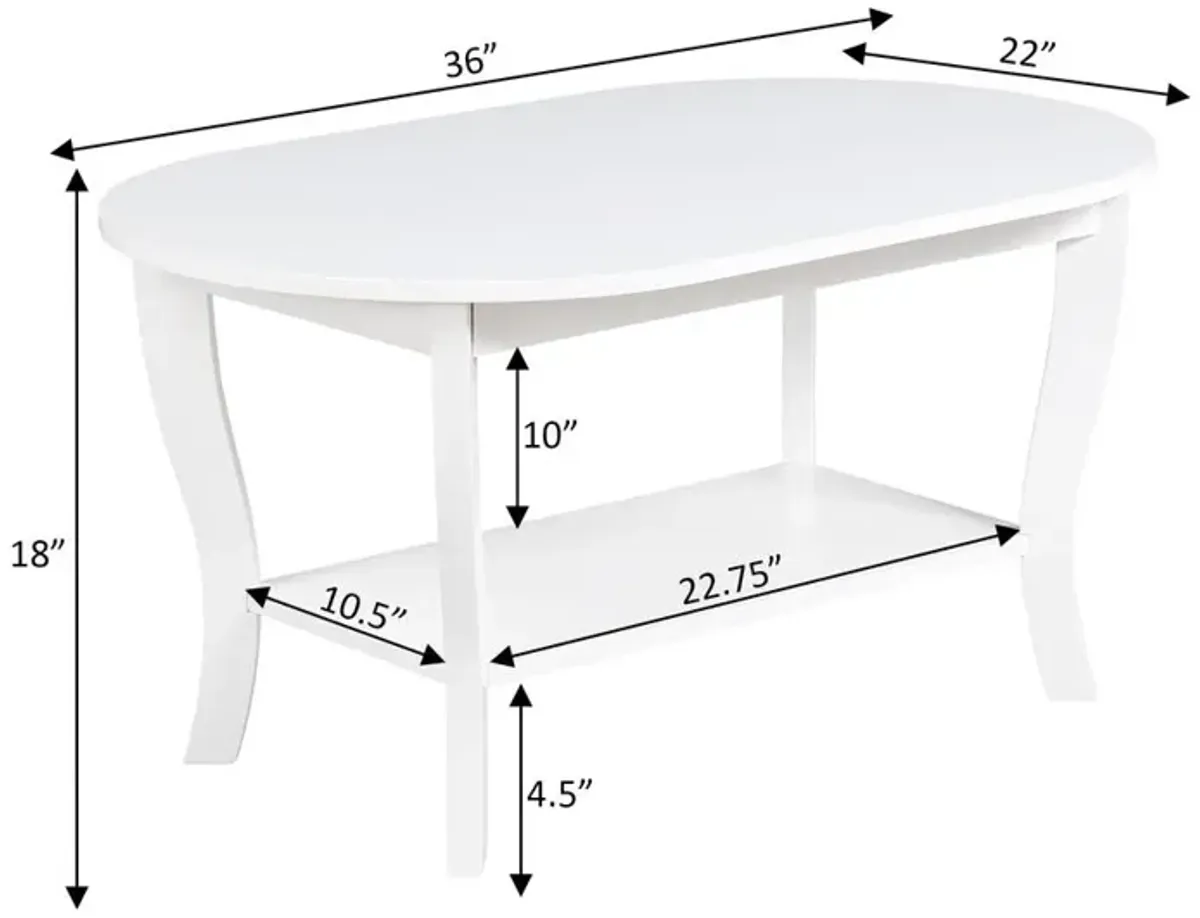 American Heritage Oval Coffee Table with Shelf