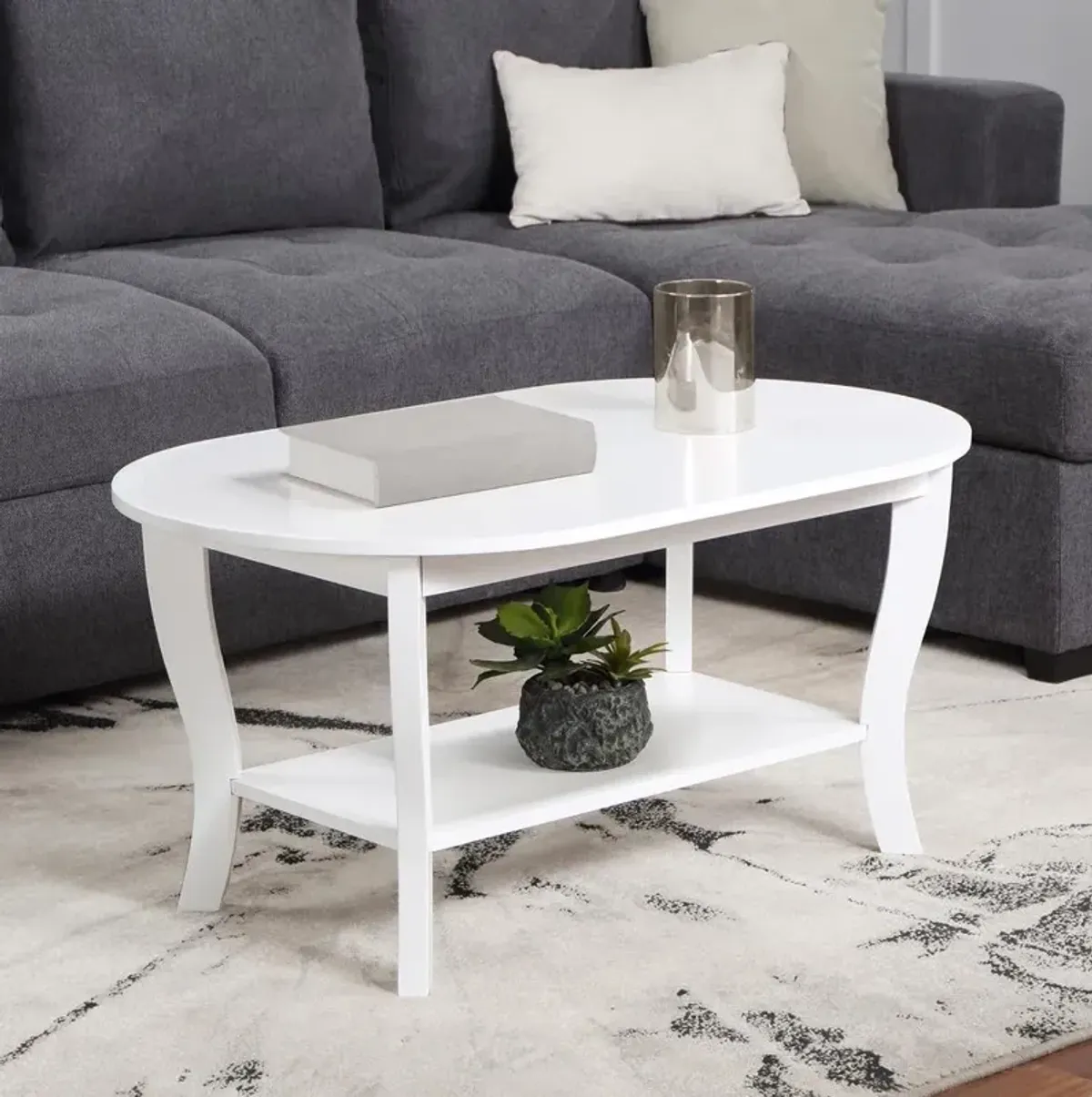 American Heritage Oval Coffee Table with Shelf