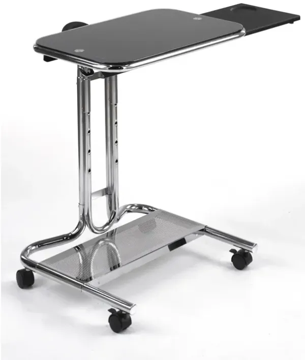 Hivvago Mobile Laptop Computer Desk Cart with Black Glass Top