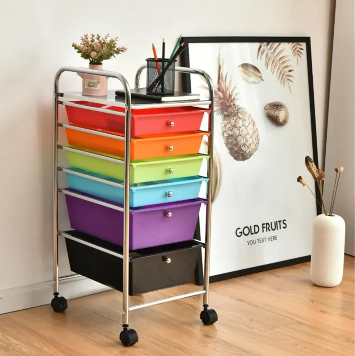 Hivvago 6 Drawers Rolling Storage Cart Organizer