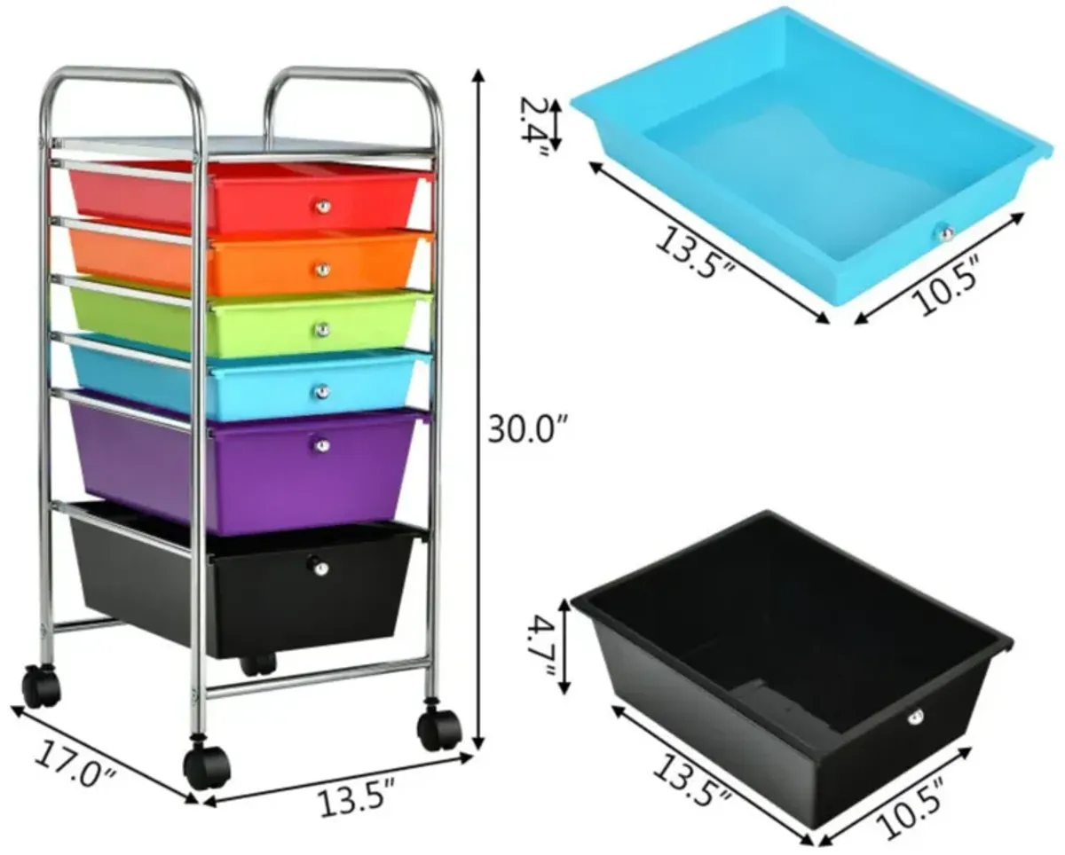 Hivvago 6 Drawers Rolling Storage Cart Organizer