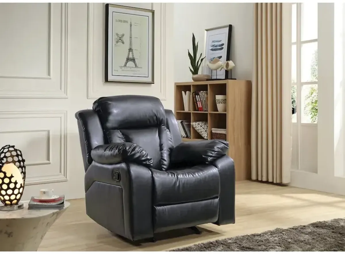 Glory Furniture Daria Rocker Recliner in Black Color