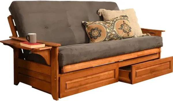 Phoenix Frame-Barbados Finish-Suede Gray Mattress-Storage Drawers