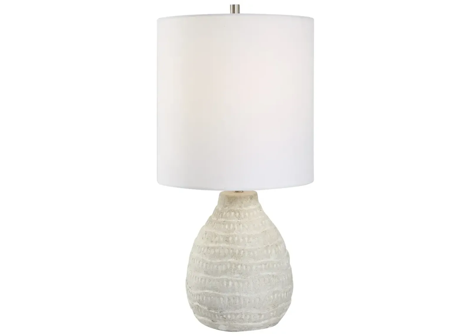 24 Inch Naturally Crafted Table Lamp, Porcelain Ceramic, Classic, White-Benzara