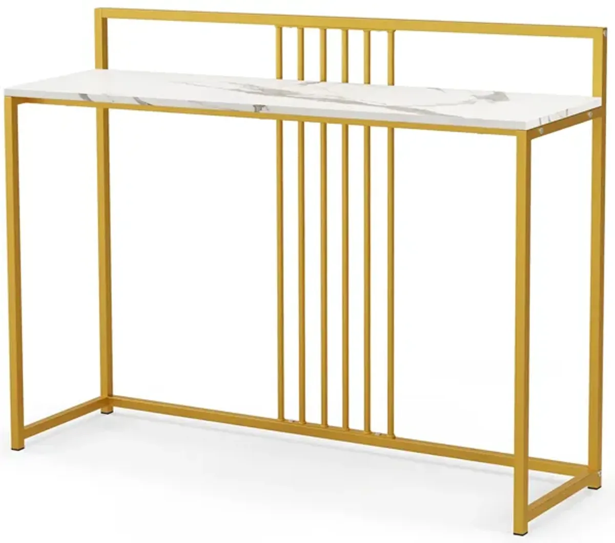 47-Inch Modern Console Table with Steel Frame and Storage Shelf for Living Room or Entryway