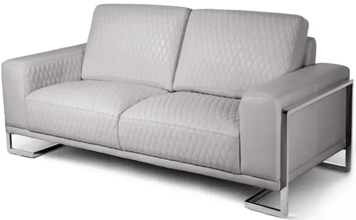 Michael Amini Mia Bella Gianna Loveseat - Light Gray/Stainless Steel