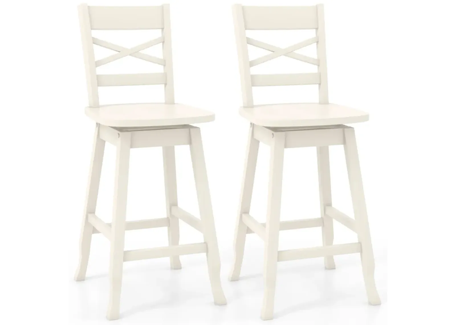 Swivel 24-Inch Counter Height Stool Set of 2 with Inclined Backrest