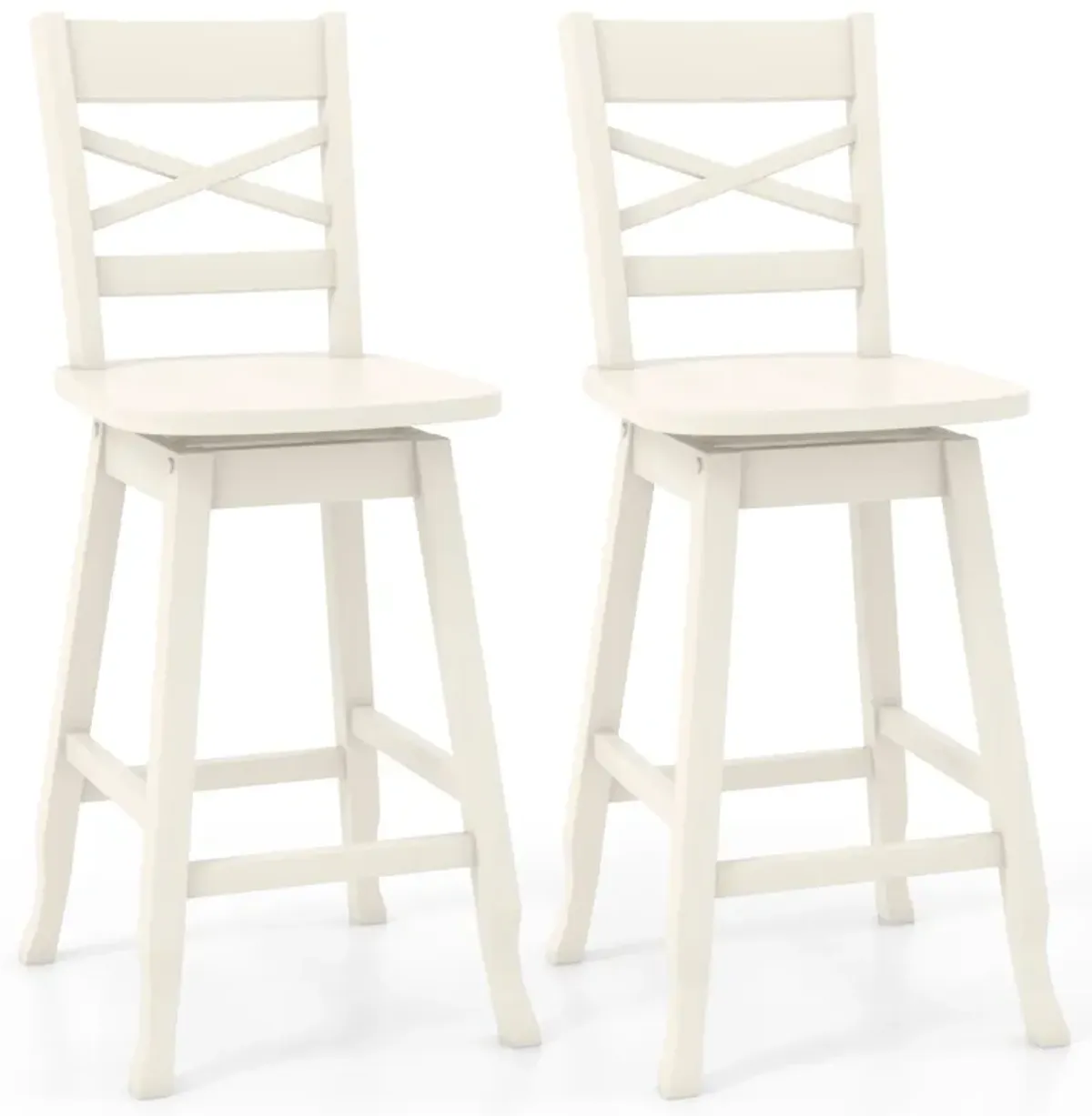 Swivel 24-Inch Counter Height Stool Set of 2 with Inclined Backrest