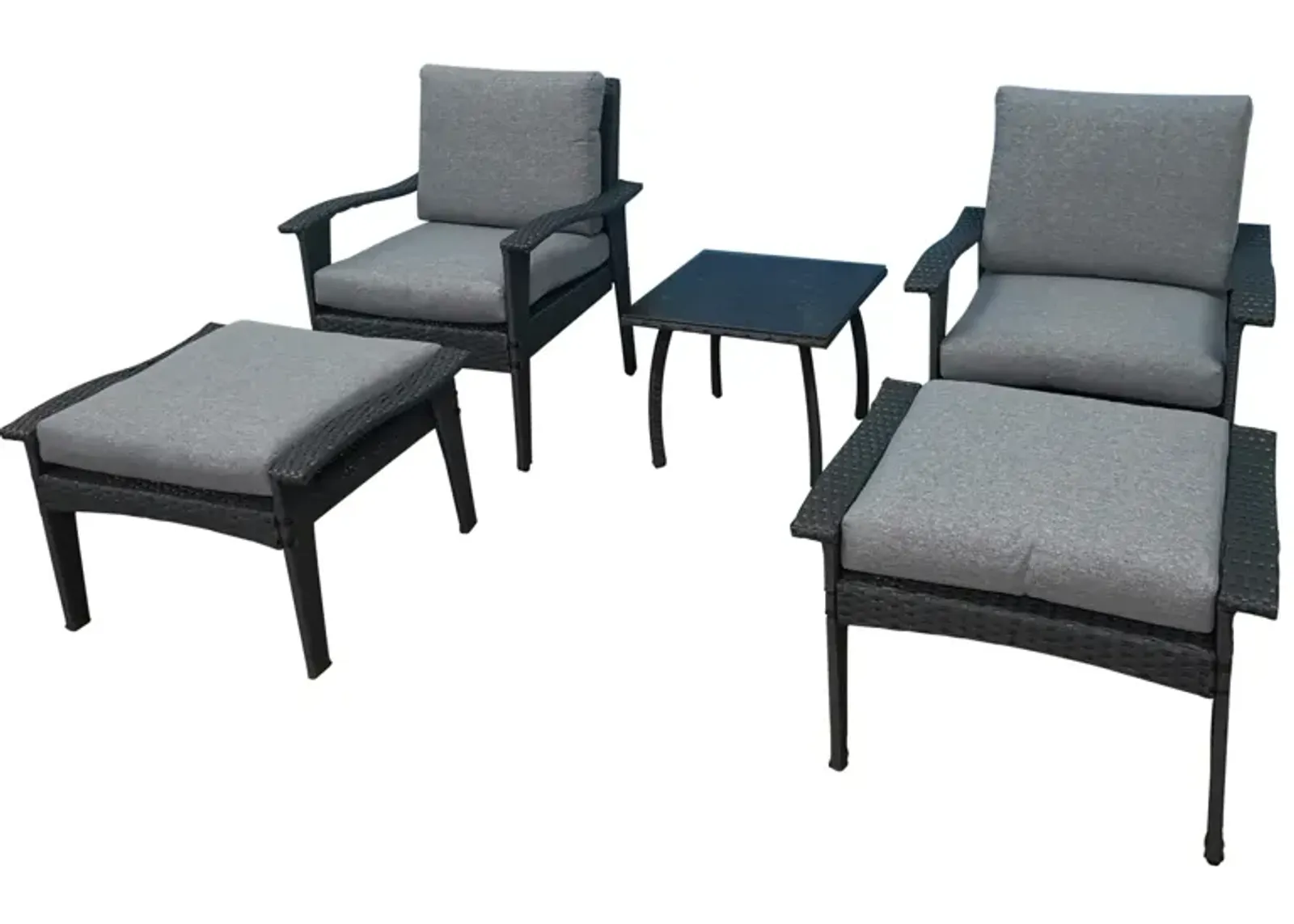 Patio Furniture Outdoor Chair And Ottoman 5 Pieces Rattan Seating Group With Cushions