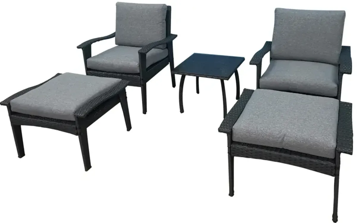 Patio Furniture Outdoor Chair And Ottoman 5 Pieces Rattan Seating Group With Cushions