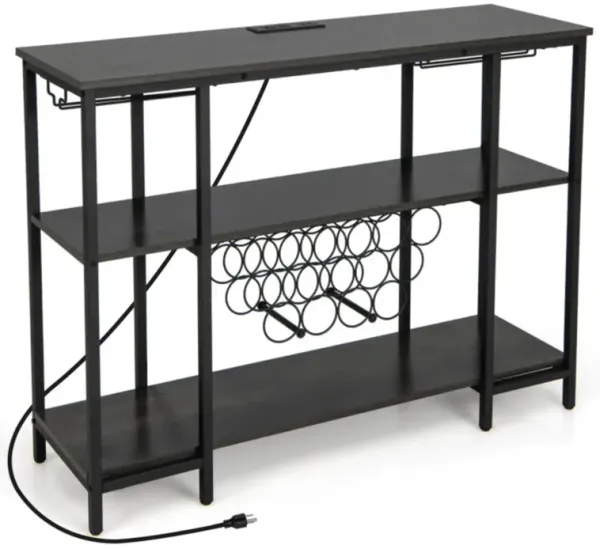 Hivvago Industrial Wine Rack Wine Bar Cabinet with Storage Shelves
