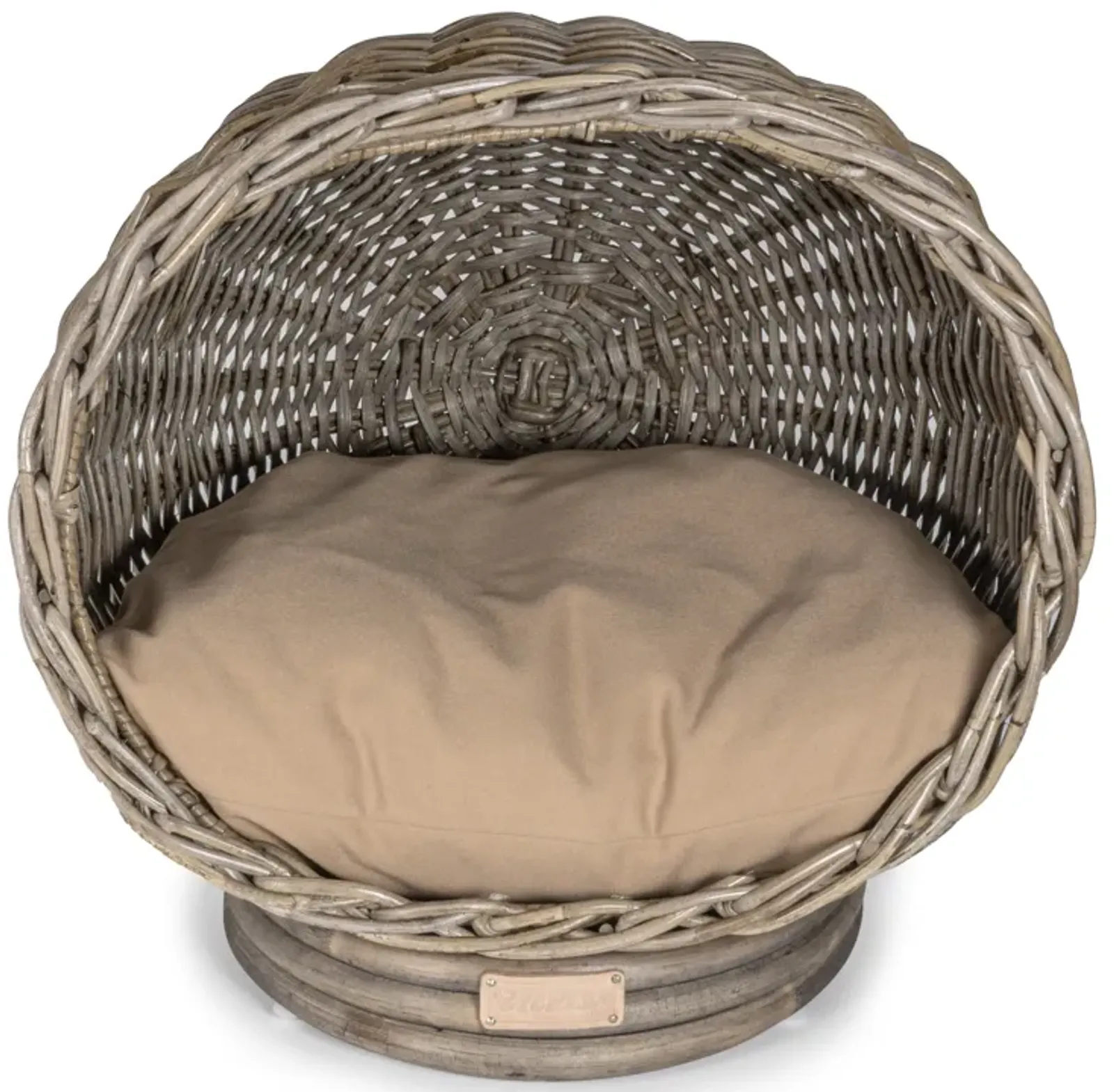 Socket Dome Bohemian Handwoven Rattan Cat Bed with Machine-Washable Cushion