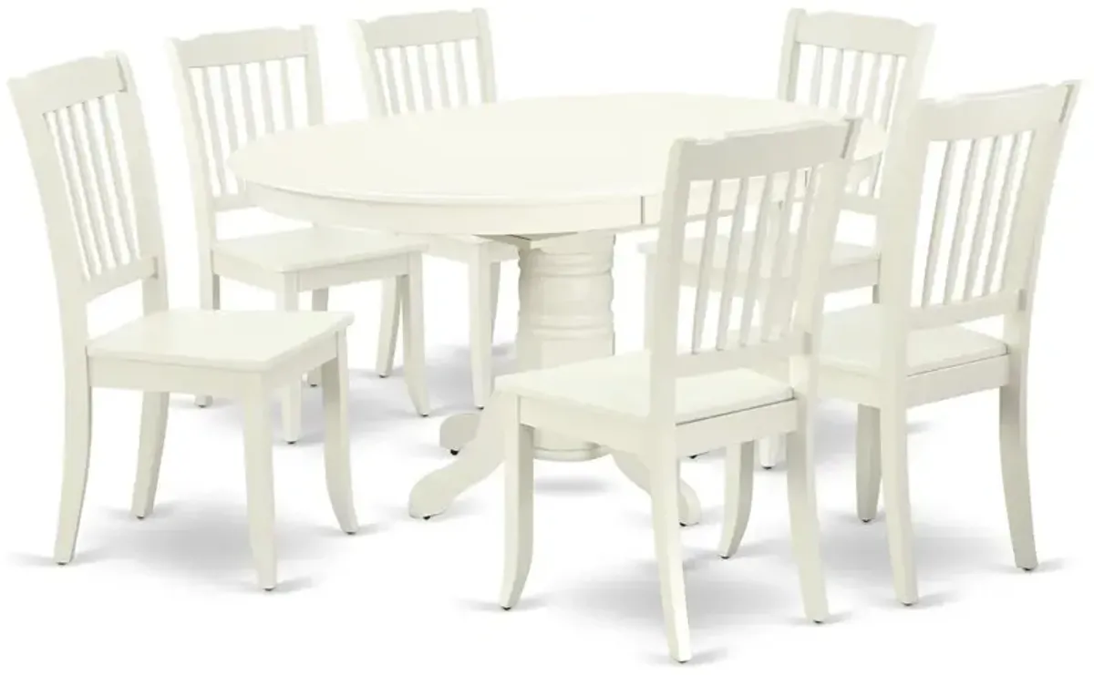 Dining Room Set Linen White, AVDA7-LWH-W