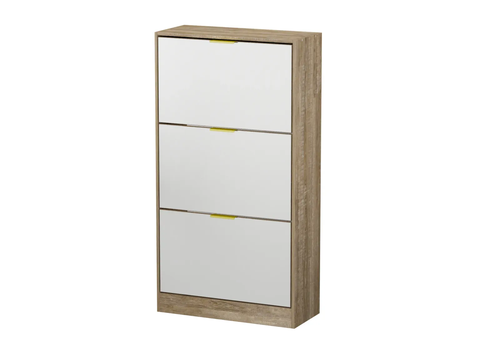 Modern Shoe Storage Cabinet with 3 Drawers & Mirror, Wood 3-Tier Shoe Rack Organizer for Entryway, Bedroom & Hallway (22.4”W x 9.6”D x 42.1”H)