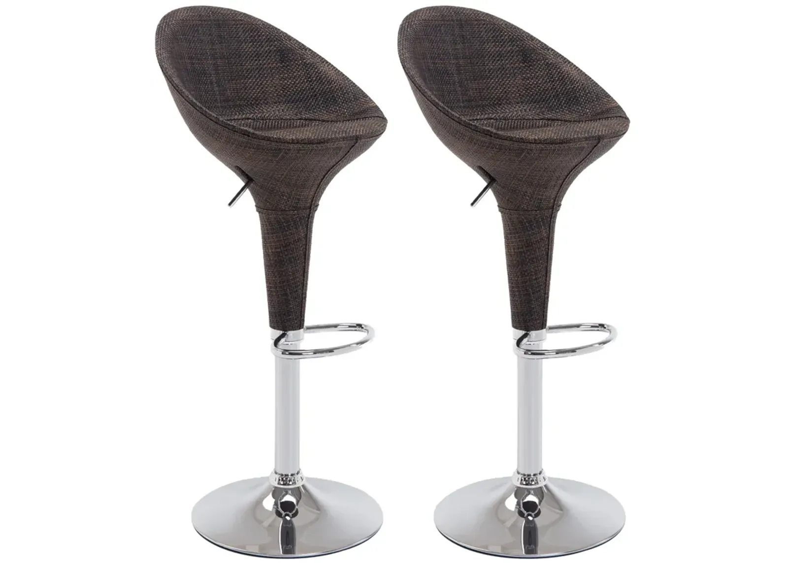 2pc Wicker Style Sling Fabric Chrome Bucket Seat Patio Bar Stool Spa Pool