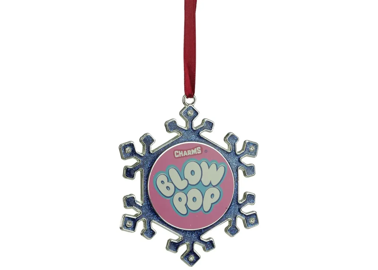 3.25" Blue and Pink Candy Logo Snowflake Christmas Ornament