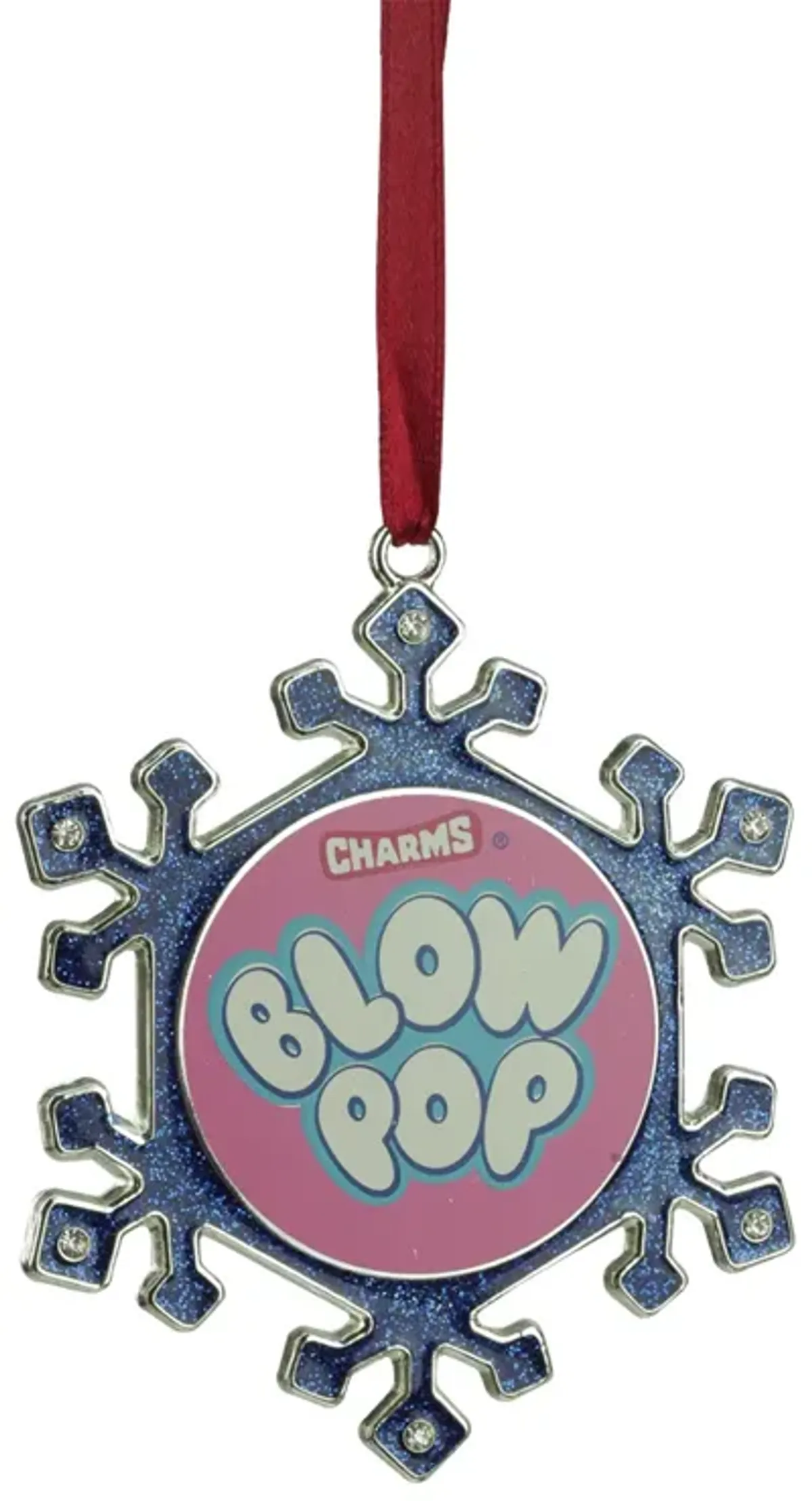 3.25" Blue and Pink Candy Logo Snowflake Christmas Ornament