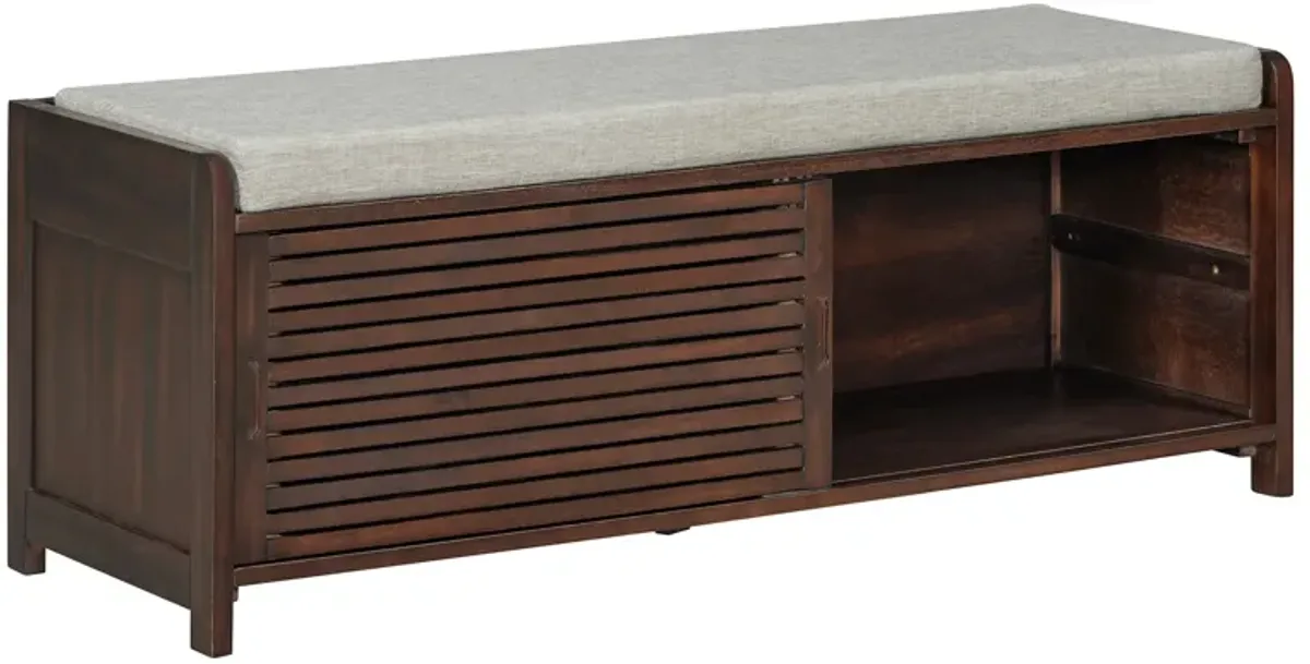 Merax Distressed Shutter Storage Bench with Acacia Veneer