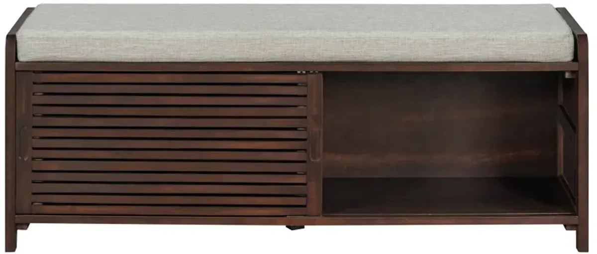 Merax Distressed Shutter Storage Bench with Acacia Veneer