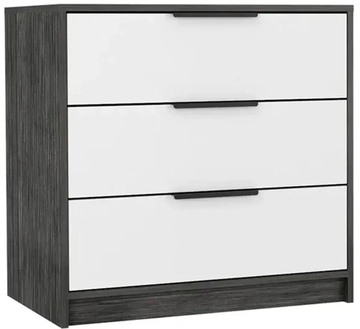 Kaia 3 Drawers Dresser, Superior Top -Smokey Oak / White