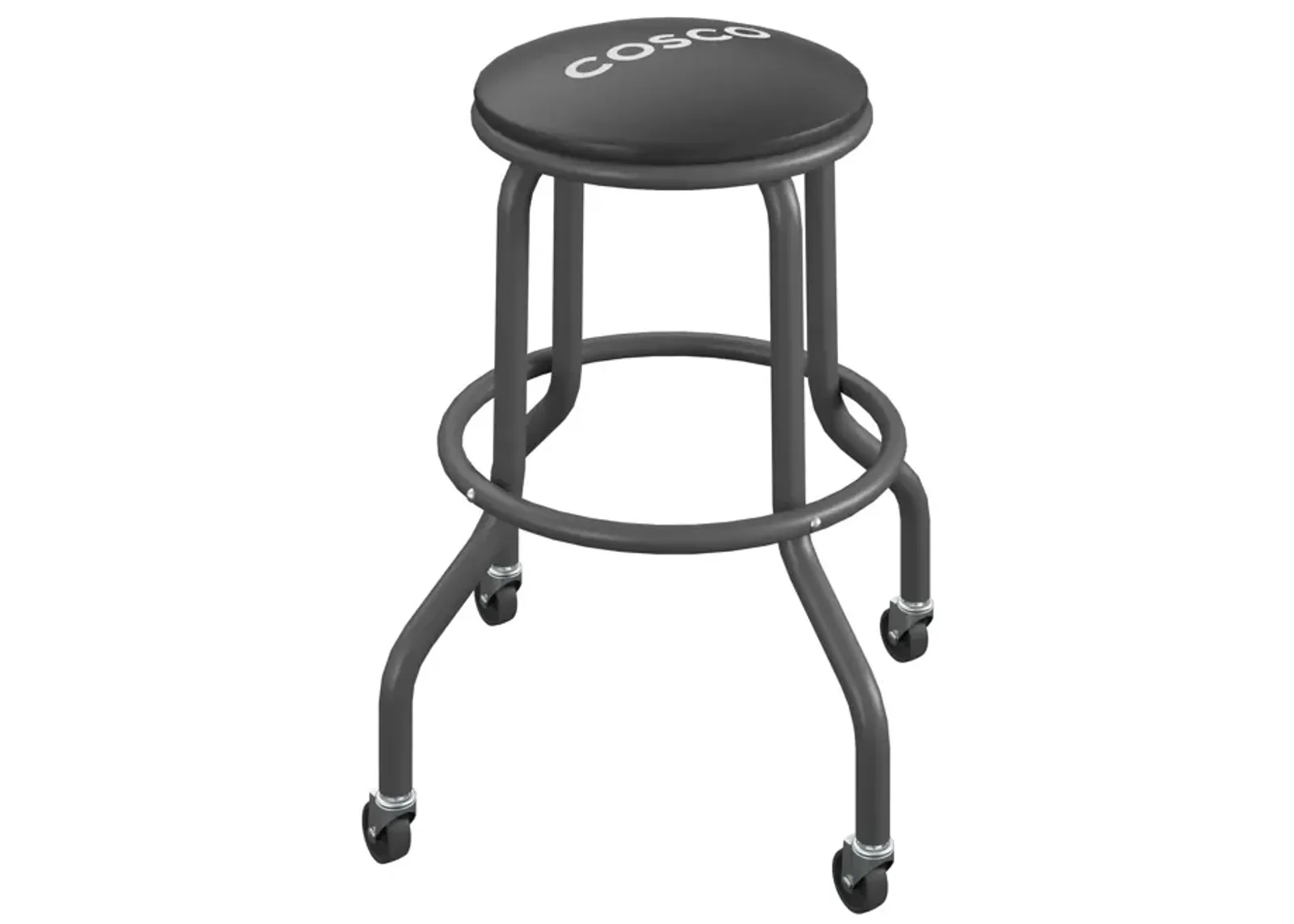 COSCO 24" Rolling Steel Work Stool with Vinyl Seat