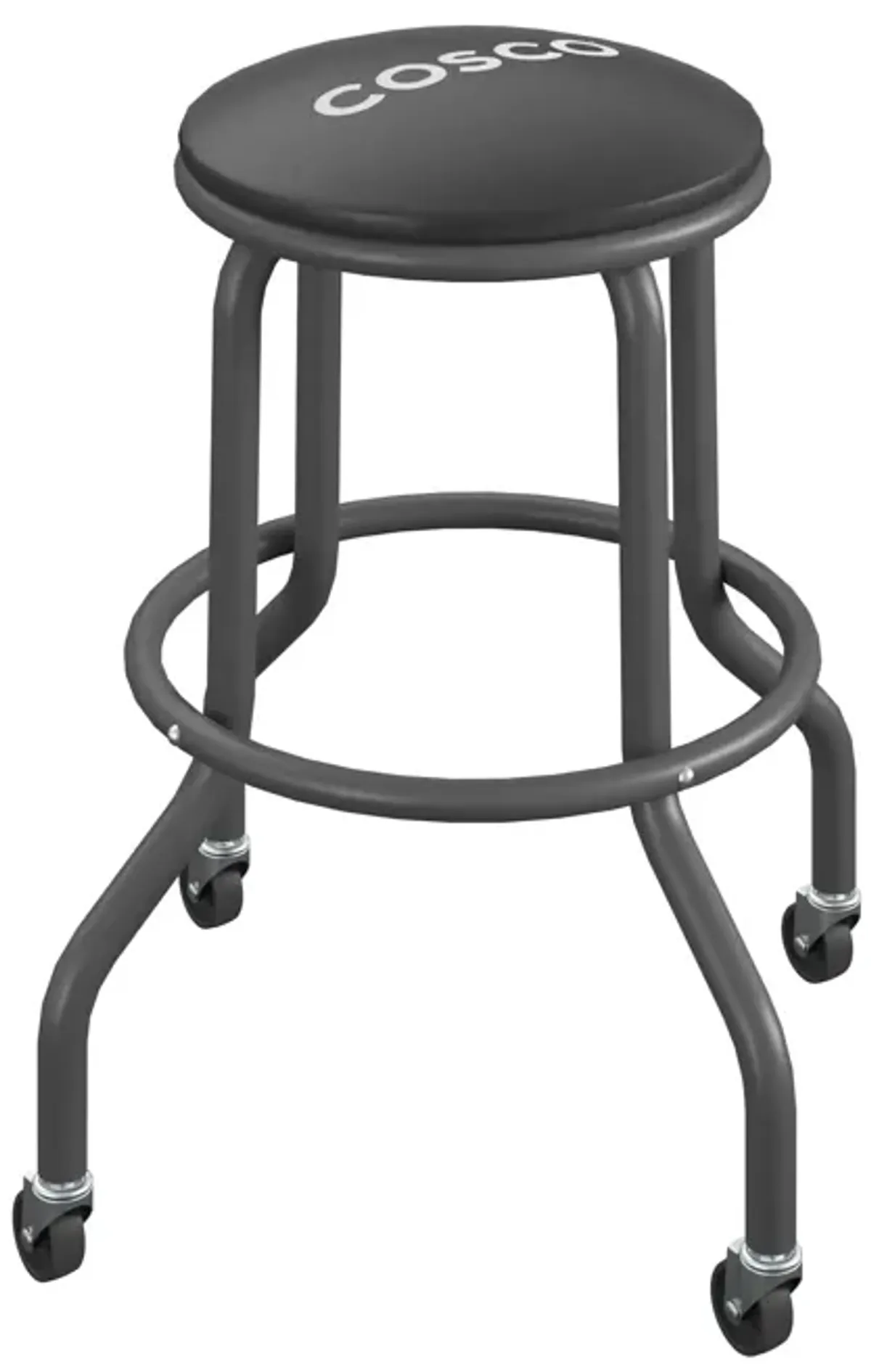 COSCO 24" Rolling Steel Work Stool with Vinyl Seat