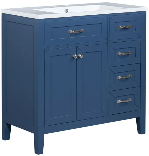 Merax  Stylish White Freestanding Bathroom Vanity with Ceramic Sink