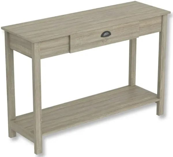 Safdie & Co Entryway Table Console Table Sofa Couch Table Accent Table - 47" Long Dark Taupe with 1 Drawer and Black Metal Handle for Living Room