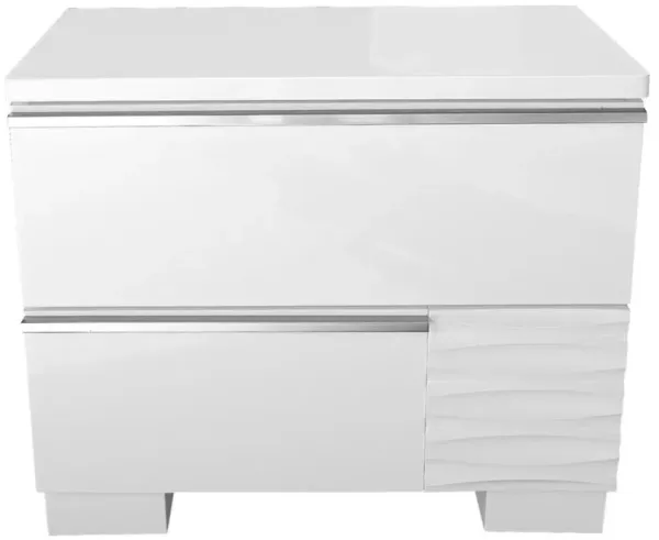 Best Master Furniture Best Master Athens 2-Drawer Poplar Wood Bedroom Nightstand in White Lacquer