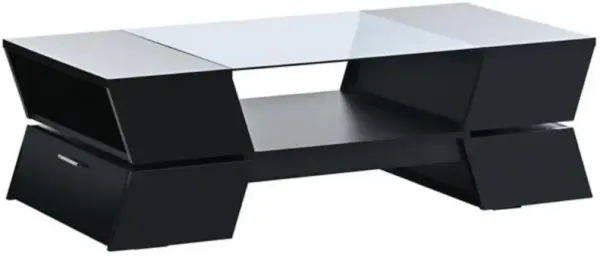 Glass-Top Coffee Table with Storage Modern Design with Open Shelves & Cabinets for Living Room