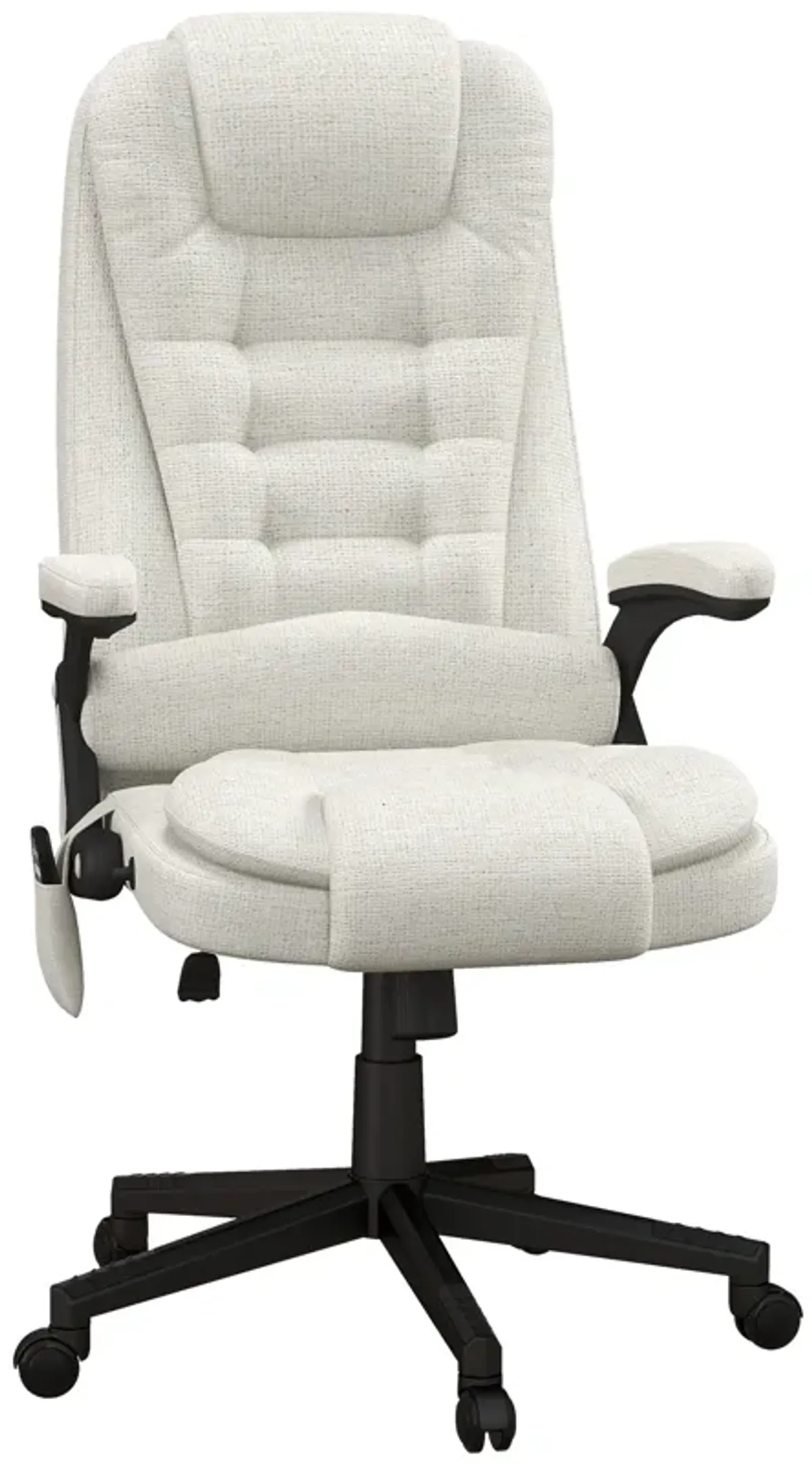 Cream White Linen Massage Chair: Heated, Reclining, Remote