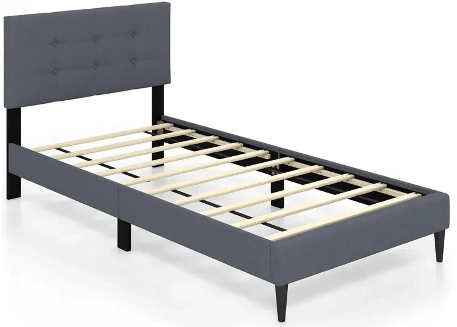 Twin Size Upholstered Platform Bed with Button Tufted Headboard