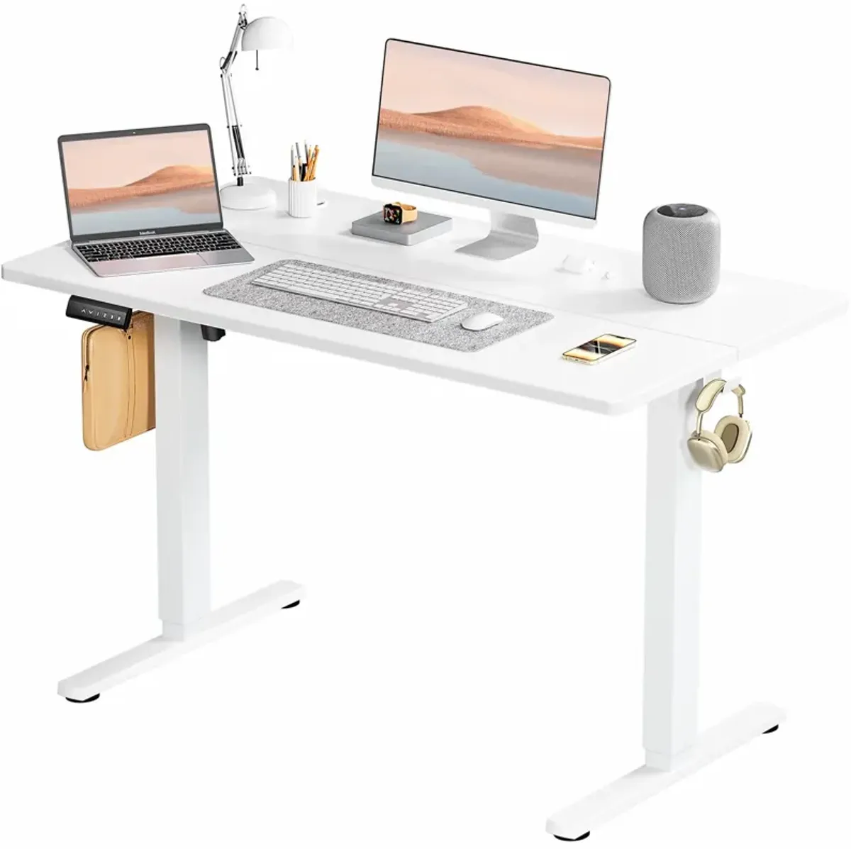 SMUG Standing Desk, Adjustable Height Electric Sit Stand Up Down Computer Table, 48x24 Inch Ergonomic Rising Desks for Work Offi